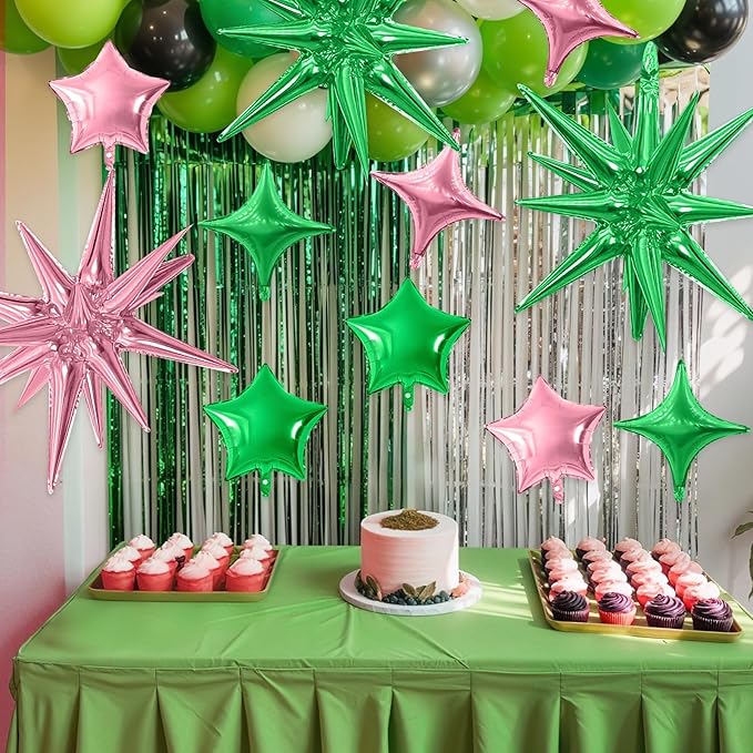 Pink Green Star Balloon - Image 4