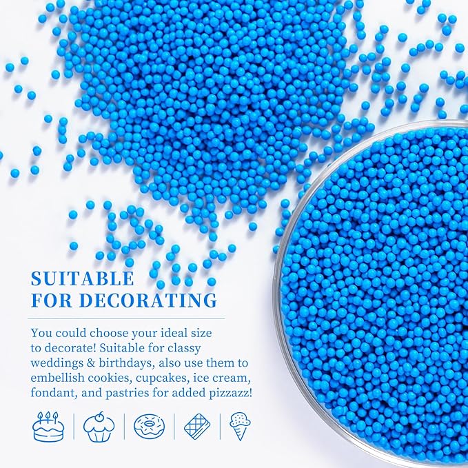 Edible Blue Sprinkles, 2mm Pearls Sprinkle - Image 5