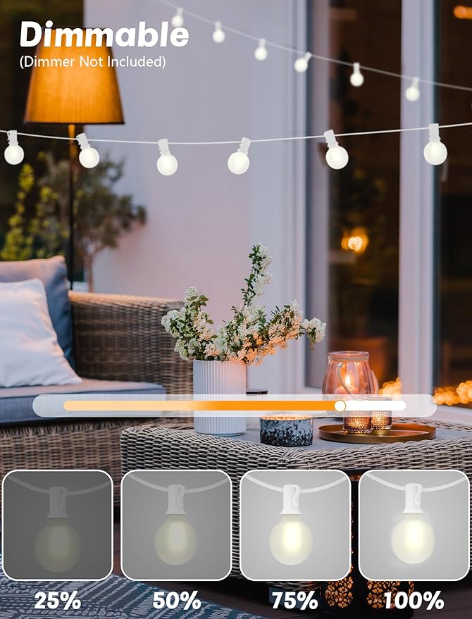 SUNSGNE White String Lights Outdoor, 50FT White Outdoor Lights - Image 6