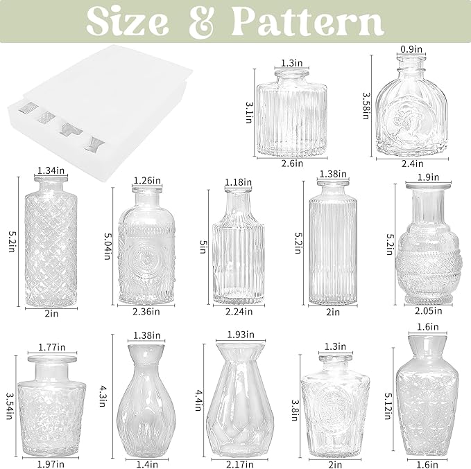 Set of 12 Glass Bud Vases-Small Vases - Image 2