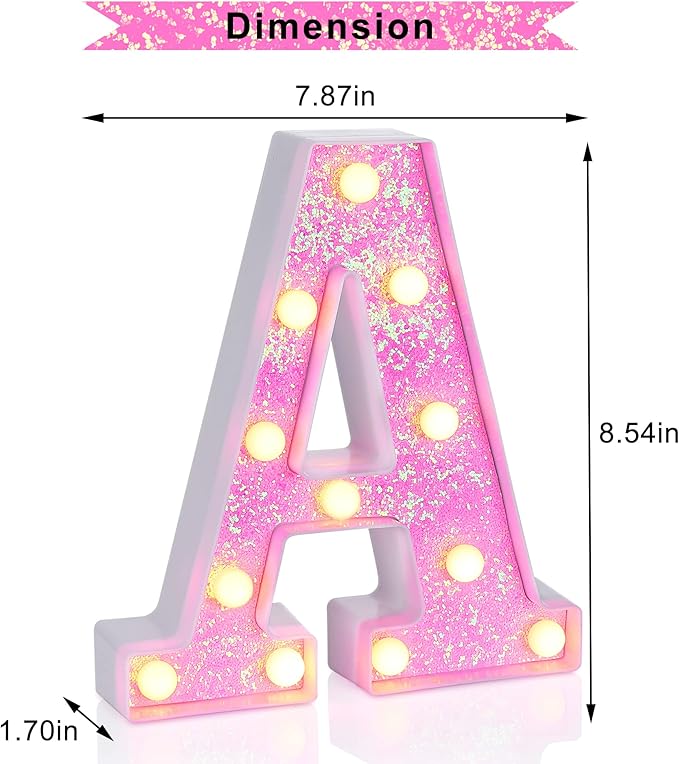 Foaky Pink Light up Letters，Pink Party Decorations, Girls Room Decor, Glitter - Image 5