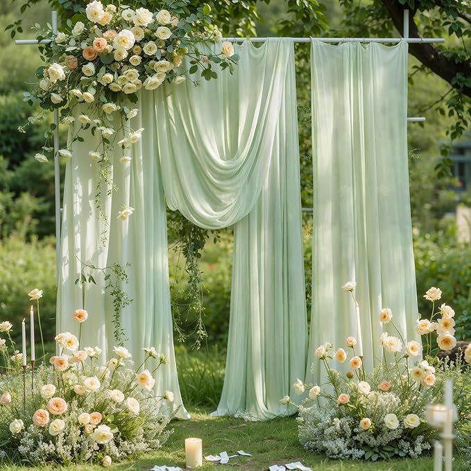 Wedding Arch Draping Fabric, 1 Panel 18FT Sage Green Arch Backdrop Drapes - Image 5