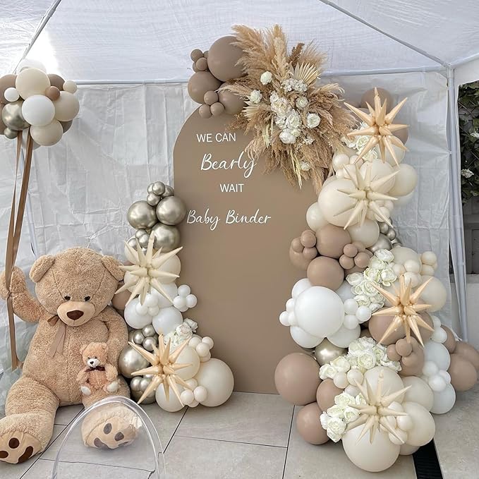 Cream White Beige Star Balloons - Image 4