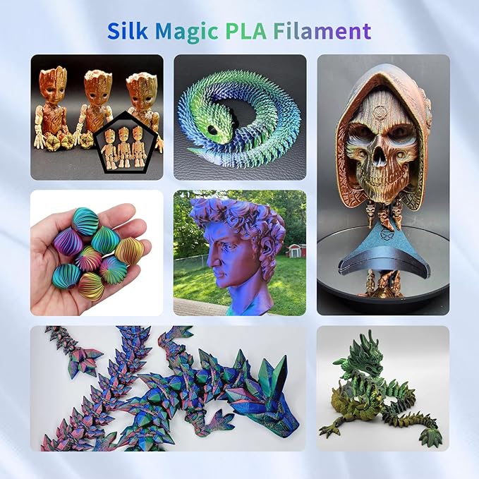 YOUSU 3D Printer Filament Silk PLA Filament Rainbow Color, 1.75mm Tri Color - Image 6