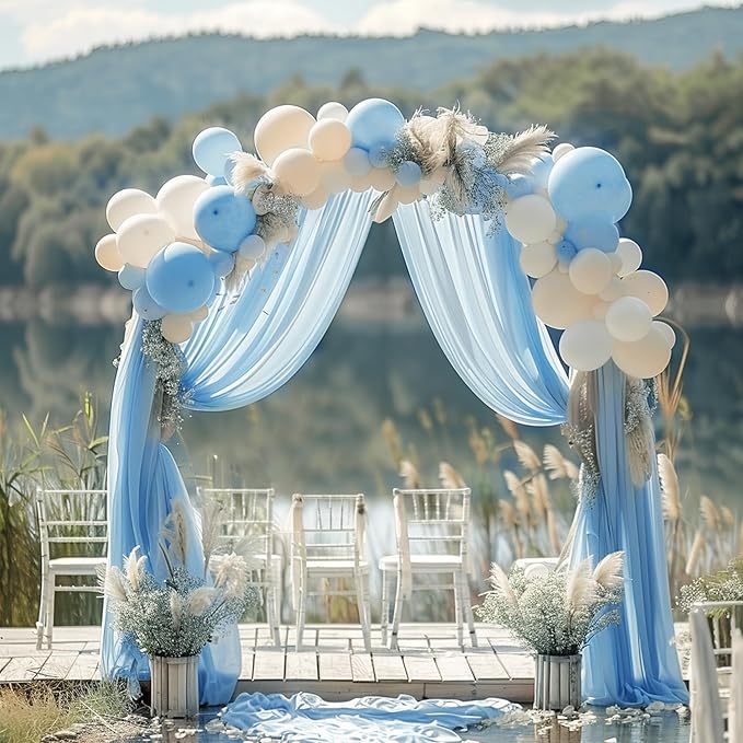 Wokceer Dusty Blue Wedding Arch Draping Fabric Backdrop 3 Panels 28.7" X 20FT - Image 7