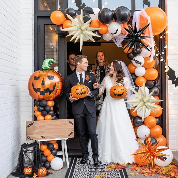 Black White Orange Star Balloons - Image 6