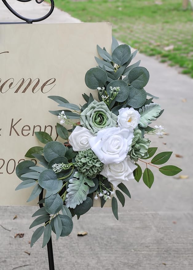 ponatia Wedding Arch Flowers, Artificial Sage Green Wedding Flowers - Image 4