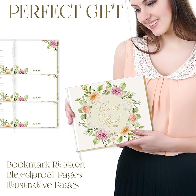 Wedding Guest Book with Pen and Stickers Included, Custom Guest Book Design 2025 - Image 5