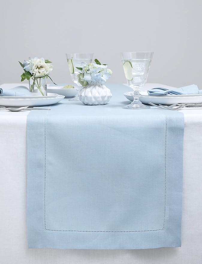 Solino Home Linen Sky Blue Table Runner 72 Inches Long by SolinoHome