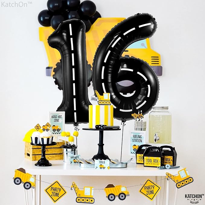 KatchOn, Giant Black 16th Birthday Balloons - Image 6