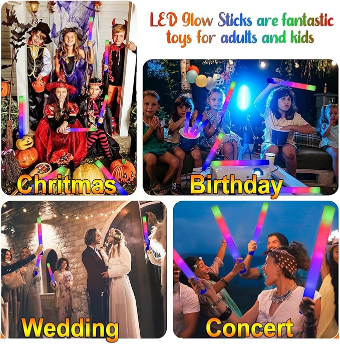 LifBetter Light Up Glow Sticks Bulk, LED Foam Sticks in The Dark - Image 4
