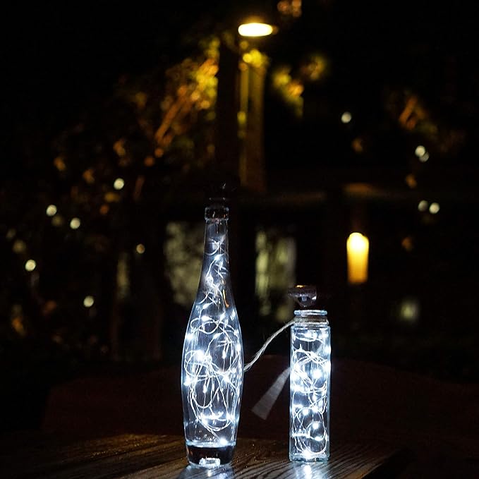 Decorman 10 Pack Solar Wine Bottle Lights 20 LEDs Waterproof Fairy Cork String - Image 6
