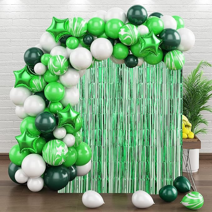 2 Pack Green Foil Fringe Backdrop Curtains, Tinsel Streamers Birthday Party - Image 7