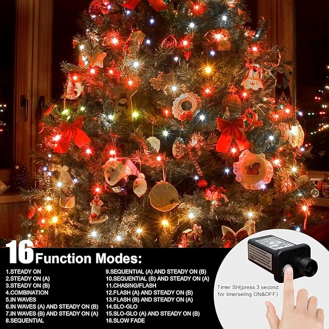 LAMPHOME 33ft Christmas Decorative Mini Lights, 100 LED transparent Wire Fairy - Image 6