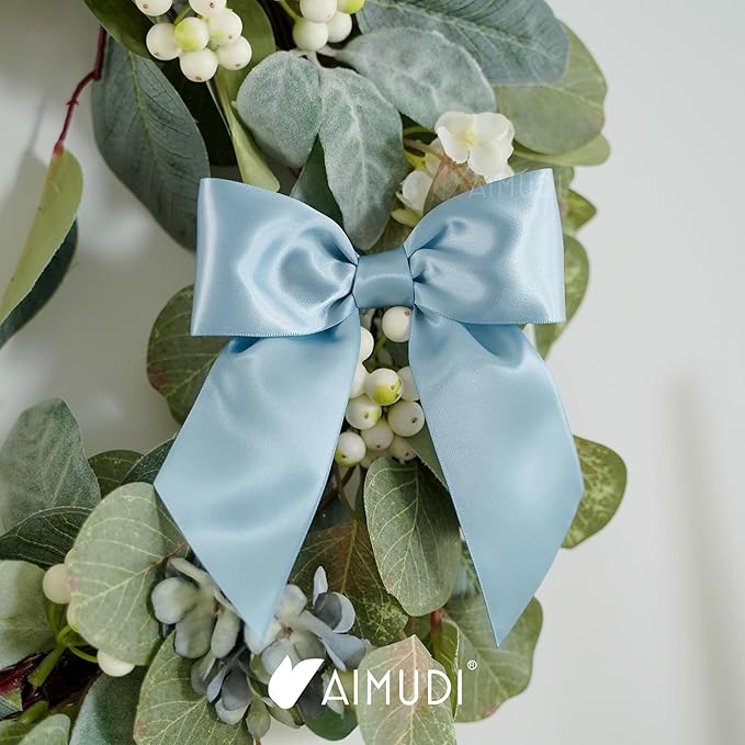 AIMUDI Dusty Blue Satin Bows 5.5" Bows - Image 8