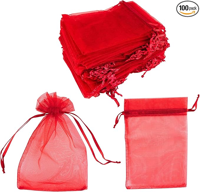 Super Z Outlet 100 Pack 5x7 Inch Mini Sheer Drawstring Organza Transparent Bags by SuperZOutlet
