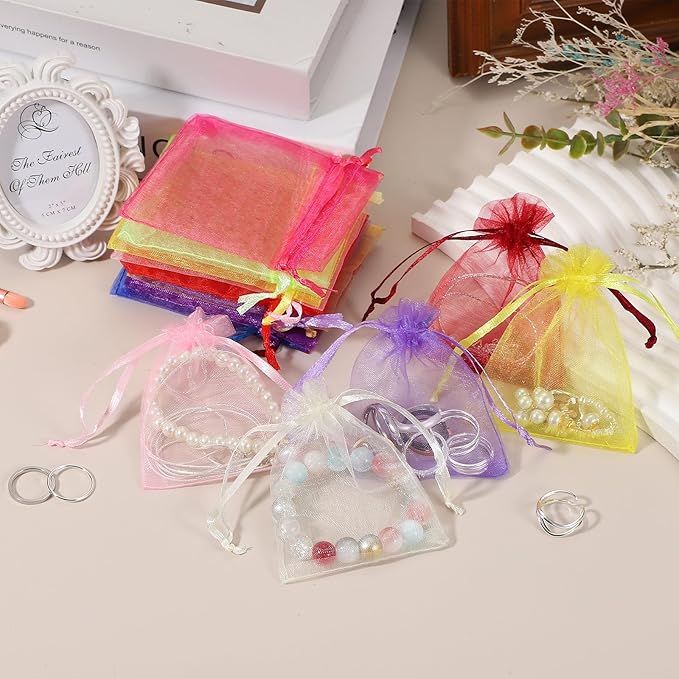 uxcell 50 Pcs Organza Gift Bags, 2.7x3.5 Inch Drawstring Pouches Jewelry Gift - Image 4