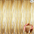 4 Pack Champagne Gold Foil Fringe Curtain Backdrop, 3.3Ft x 9.8Ft Metallic by Unknown