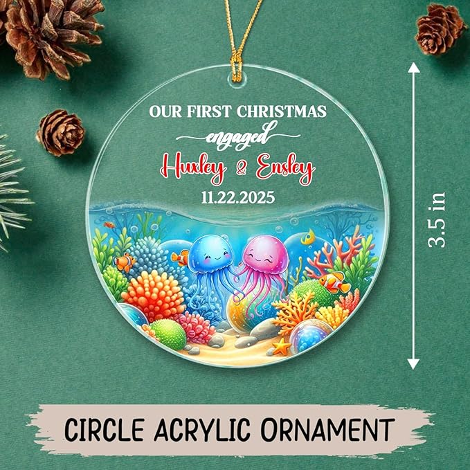 Personalized Our First Christmas Engaged Ornament Gift, Customized Date/Names - Image 5