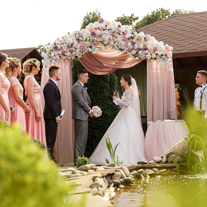 Wokceer Dusty Rose Wedding Arch Draping Fabric Backdrop 3 Panels 28.7" X 20FT - Image 6