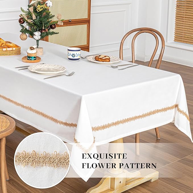 MYSKY HOME Table Cloth for Rectangular, Waterproof Tablecloth, Soft Cotton - Image 2
