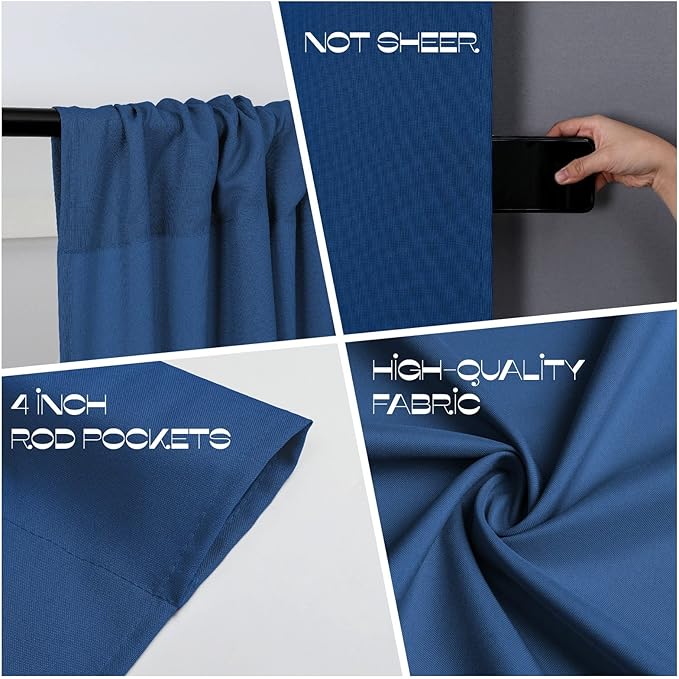 Joydeco Blue Backdrop Curtains for Wedding, Polyester Backdrop Drapes for Photo - Image 6