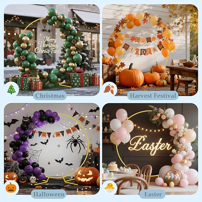 6.6FT Round Balloon Arch Stand Kit, Metal Circle Arch Backdrop Stand - Image 7