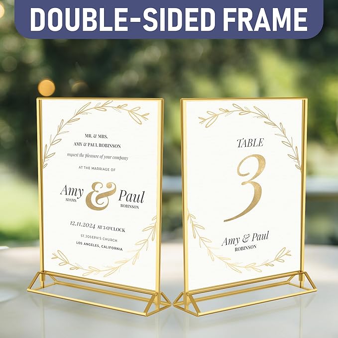Gold Picture Frames Double-Sided, Menu Holders, and Photo Displays - Image 5