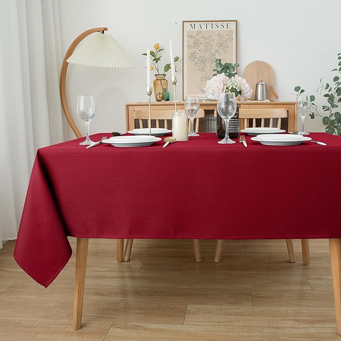Biscaynebay Textured Fabric Christmas Rectangle Table Cloth 90x156 Inch - Image 6