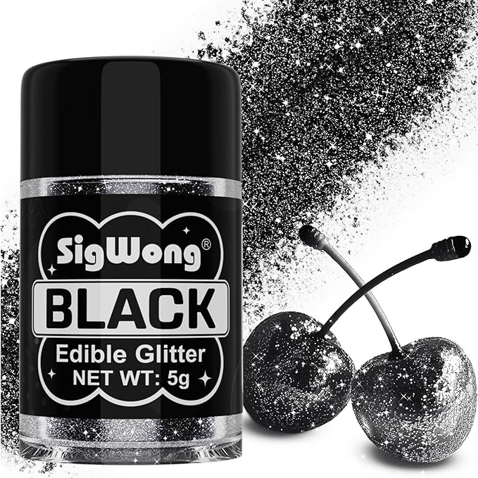 Black Edible Glitter - 5g Food Grade Cake Decorating Shimmering Glitter by WelcometotheSigWong