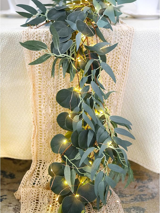 FiveSeasonStuff Rustic Willow and Eucalyptus Garlands – Lifelike Greenery - Image 4