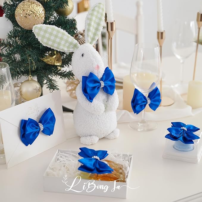 Royal Satin Bows 4'' Premade Blue Ribbon Bow, Gift Bows - Image 5