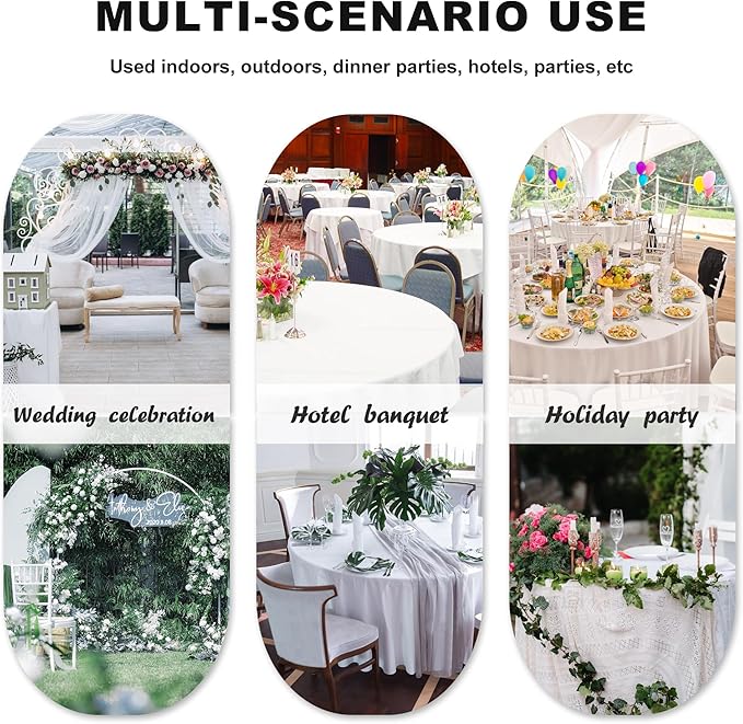 sancua 6 Pack Round Tablecloth 108 Inch White, Stain and Wrinkle Resistant - Image 7