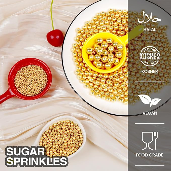 Gold Edible Sugar Pearl Sprinkles - Image 4
