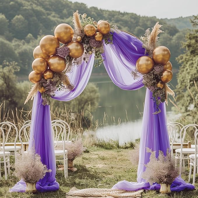 Wokceer Lavender Purple Wedding Arch Draping Fabric Backdrop 4 Panels 28.7" X - Image 6