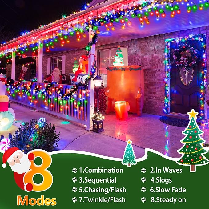 KNONEW 33FT 400 LED Christmas Lights Outdoor Black Wire String Lights - Image 6