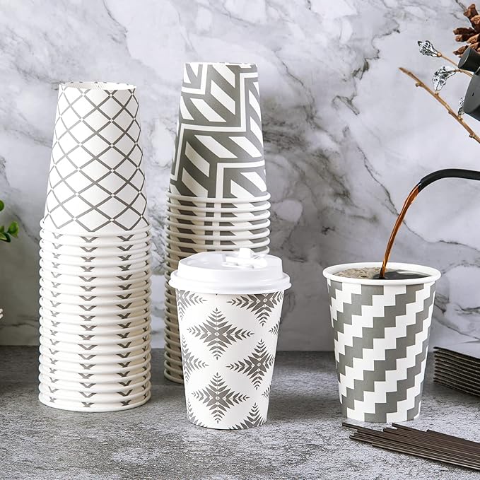 LITOPAK 100 Pack 12 oz Paper Coffee Cups - Image 3