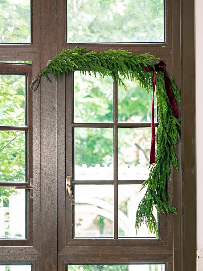 72" Norfolk Pine Garland Real Touch Christmas Garland Faux Cedar Garland - Image 7