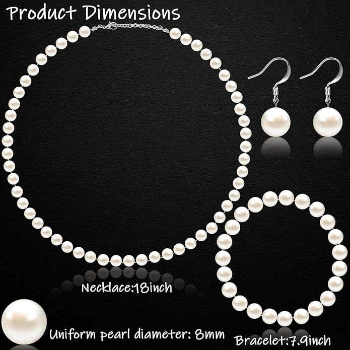 4 Pcs 1920s Faux Pearl Costume Jewelry Set - Image 3