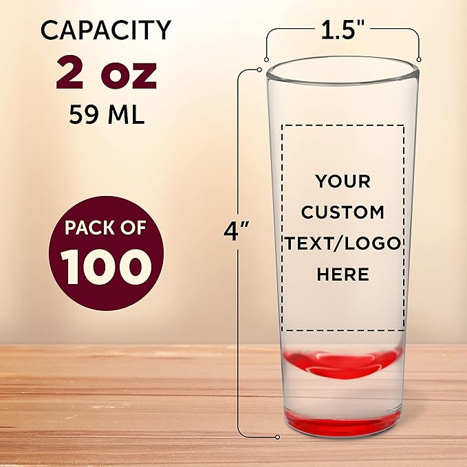 Custom Cordial Shooter Shot Glasses 2 oz. Set of 100, Personalized Bulk Pack - Image 5