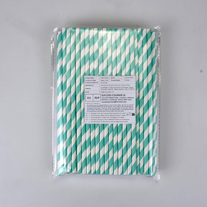 Light Blue 7.75 inch Disposable Paper Straws - Image 10