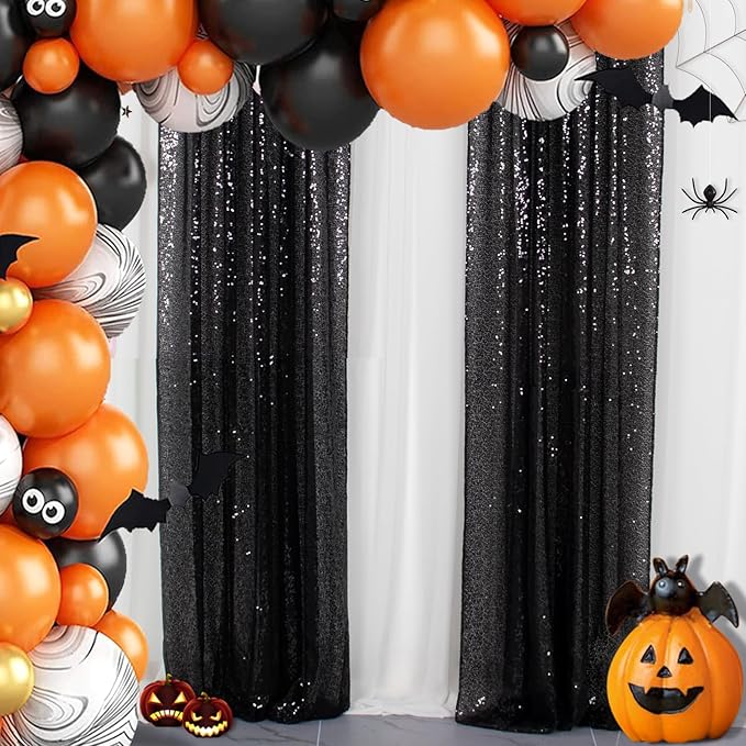 ShinyBeauty Gold and Black Backdrop 2FTx8FT Sequin-Backdrop 4Pieces Photograph - Image 3