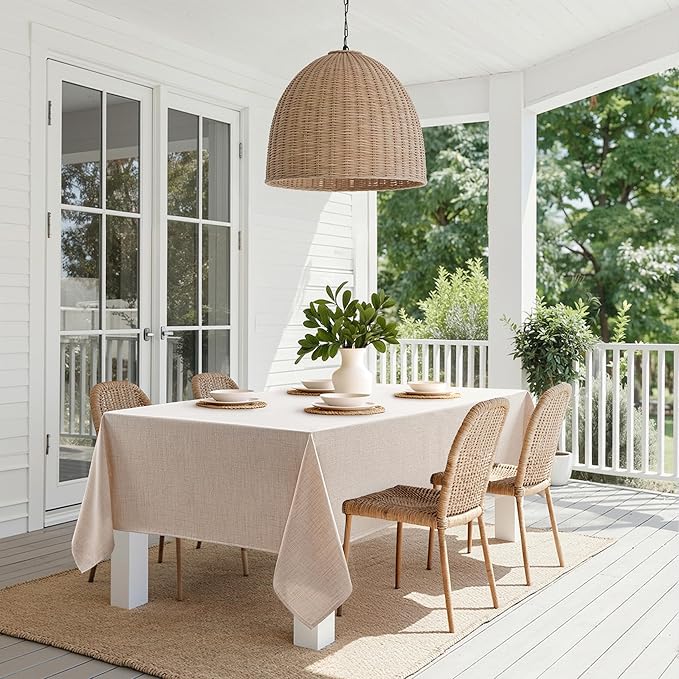 MIULEE Natural Linen Tablecloth 60x104 Inch Rectangle Table Cloth Waterproof - Image 8