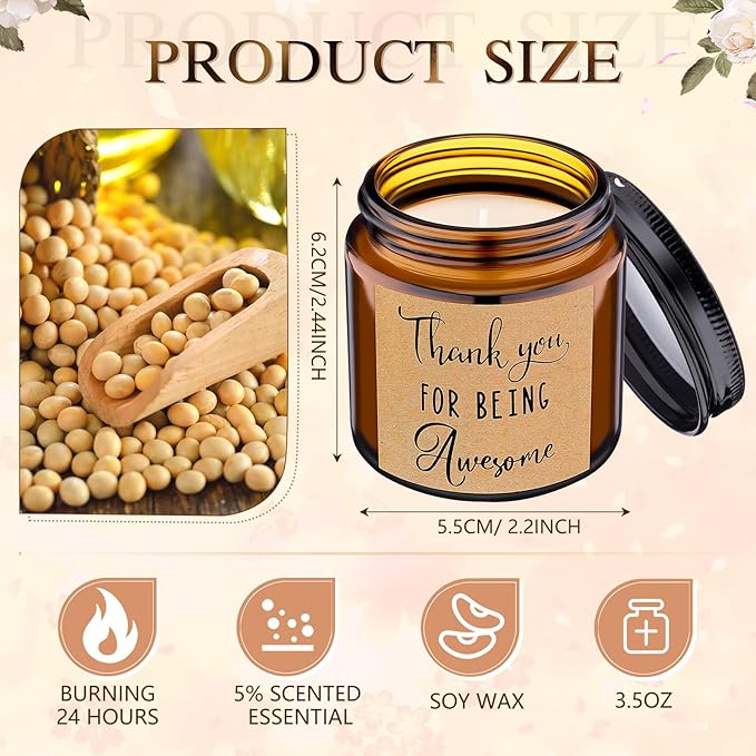 MTLEE 20 Pcs Thank You Gifts Candles 3.5 oz Employee Appreciation Inspirational - Image 2