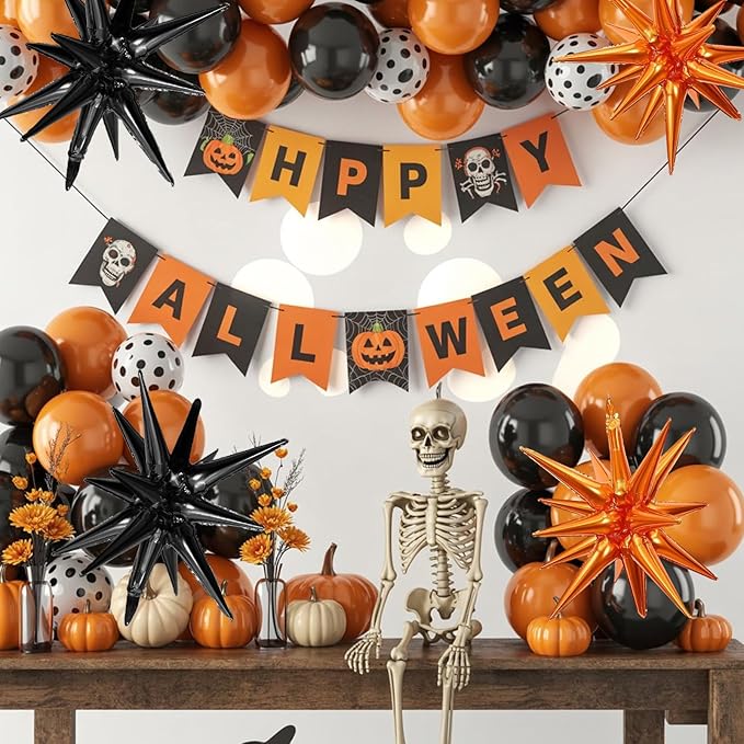 Black Orange Star Balloons - Image 3