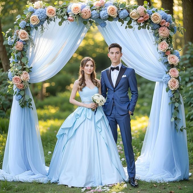 Wedding Arch Draping Fabric, 1 Panel 18FT Baby Blue Sheer Backdrop Curtain - Image 6