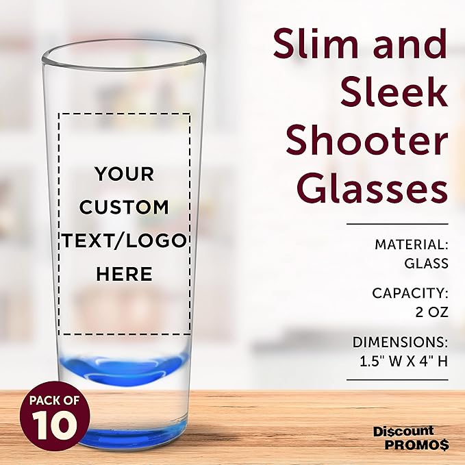 Custom Cordial Shooter Shot Glasses 2 oz. Set of 10, Personalized Bulk Pack - Image 4