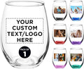 DISCOUNT PROMOS Custom Stemless Wine Glass 9 oz. Set of 1, Personalized text by DISCOUNTPROMOS