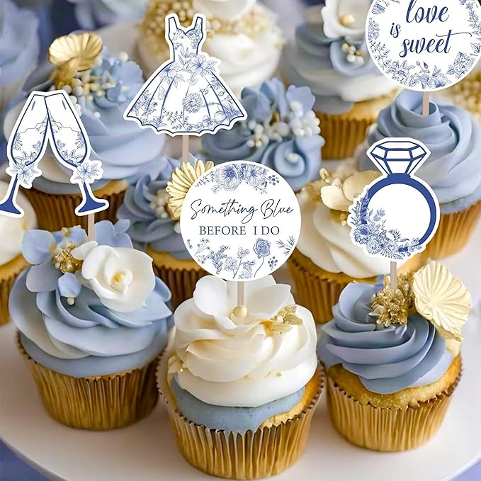 20PCS Something Blue Before I Do cupcake toppers, Something Blue Before I Do by BACHANDBOOZY