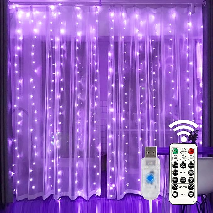 HOME LIGHTING Window Curtain String Lights, 300 LED 8 Lighting Modes Fairy by LJLNION